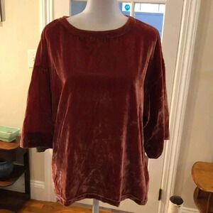 7 For All Mankind rust colored crushed velvet top.  Size XS